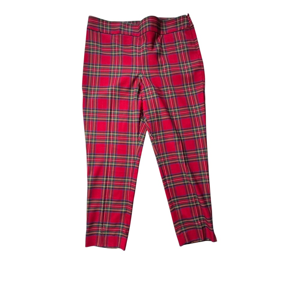 Talbots Plaid Trousers Womens 16 Red Stewart Tartan Ankle Pants Holiday Preppy